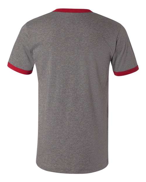 Bella + Canvas 3055C Men's Jersey Short-Sleeve Ringer T-Shirt #color_DEEP HTH/ CARDNL