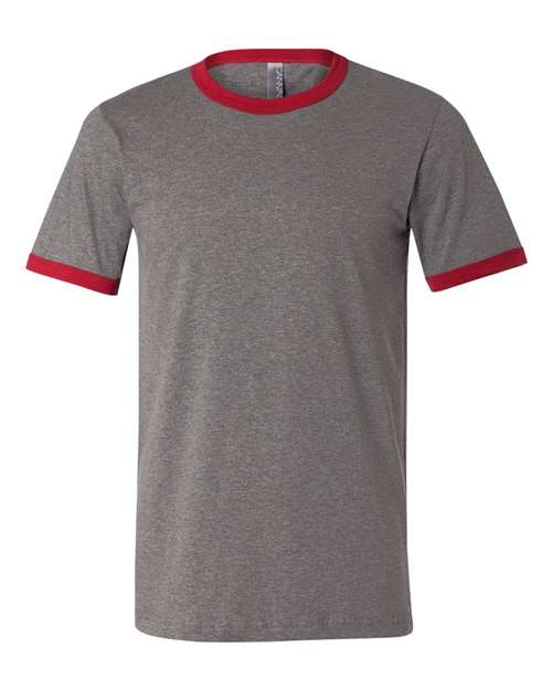 Bella + Canvas 3055C Men's Jersey Short-Sleeve Ringer T-Shirt #color_DEEP HTH/ CARDNL