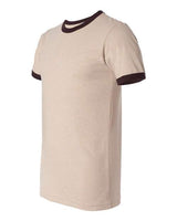 Bella + Canvas 3055C Men's Jersey Short-Sleeve Ringer T-Shirt #color_HTHR TAN/ BROWN