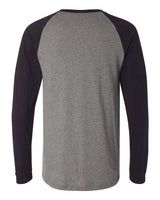 Bella + Canvas 3000C Men's Jersey Long-Sleeve Baseball T-Shirt #color_DEEP HEATHR/ BLK