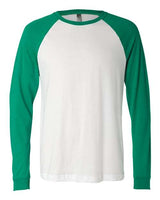Bella + Canvas 3000C Men's Jersey Long-Sleeve Baseball T-Shirt #color_WHITE/ KELLY