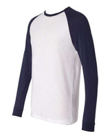 Bella + Canvas 3000C Men's Jersey Long-Sleeve Baseball T-Shirt #color_WHITE/ NAVY