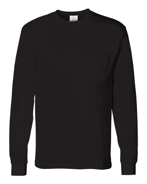Hanes 5596 Men's Authentic-T Long-Sleeve Pocket T-Shirt #color_BLACK