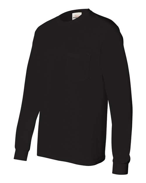 Hanes 5596 Men's Authentic-T Long-Sleeve Pocket T-Shirt #color_BLACK