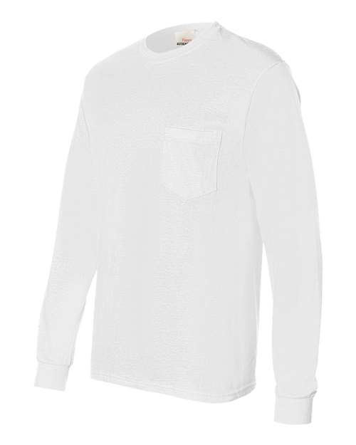 Hanes 5596 Men's Authentic-T Long-Sleeve Pocket T-Shirt #color_WHITE