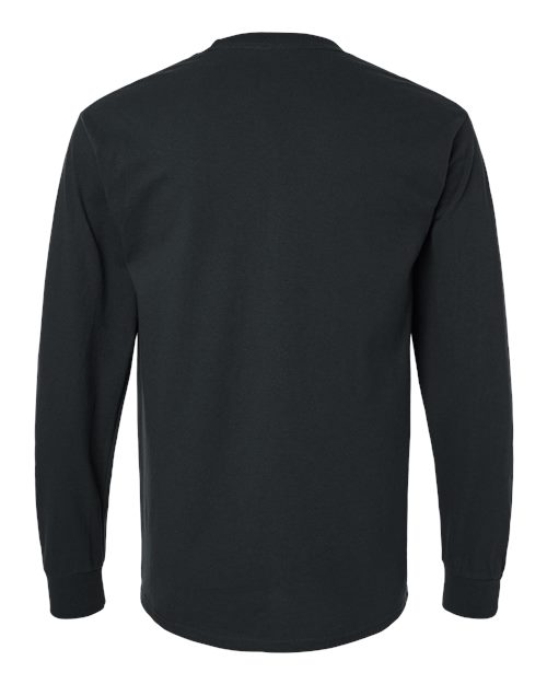 Gildan G241 Adult Ultra Cotton Long-Sleeve Pocket T-Shirt #color_BLACK