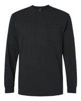 Gildan G241 Adult Ultra Cotton Long-Sleeve Pocket T-Shirt #color_BLACK