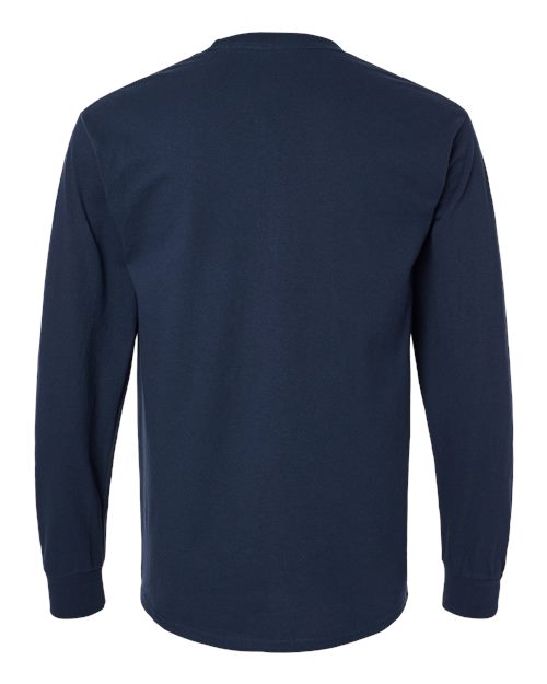 Gildan G241 Adult Ultra Cotton Long-Sleeve Pocket T-Shirt #color_NAVY