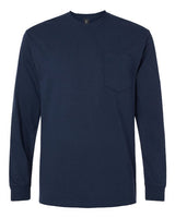 Gildan G241 Adult Ultra Cotton Long-Sleeve Pocket T-Shirt #color_NAVY