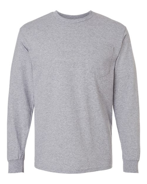 Gildan G241 Adult Ultra Cotton Long-Sleeve Pocket T-Shirt #color_SPORT GREY