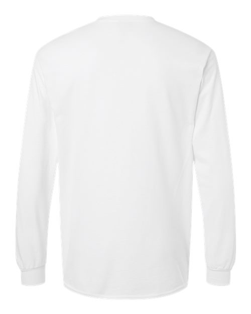 Gildan G241 Adult Ultra Cotton Long-Sleeve Pocket T-Shirt #color_WHITE