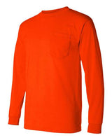 Bayside BA1730 Adult Long-Sleeve T-Shirt with Pocket #color_BRIGHT ORANGE