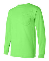Bayside BA1730 Adult Long-Sleeve T-Shirt with Pocket #color_LIME GREEN