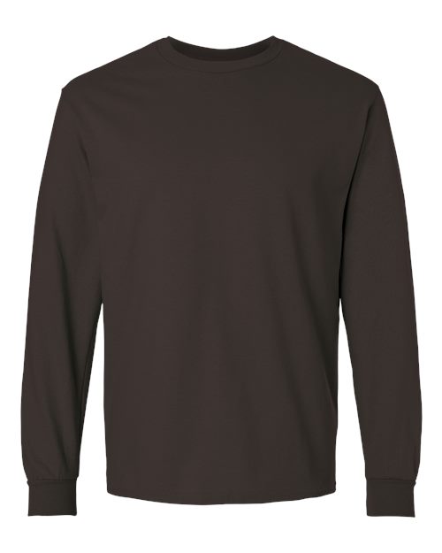 Gildan G240 Adult Ultra Cotton  Long-Sleeve T-Shirt #color_DARK CHOCOLATE