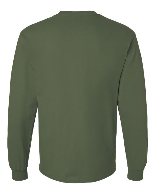 Gildan G240 Adult Ultra Cotton  Long-Sleeve T-Shirt #color_MILITARY GREEN