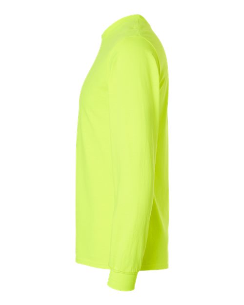 Gildan G240 Adult Ultra Cotton  Long-Sleeve T-Shirt #color_SAFETY GREEN
