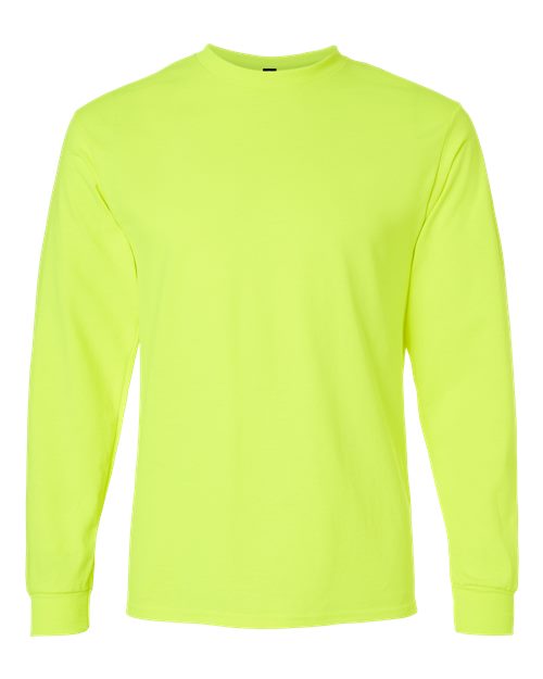 Gildan G240 Adult Ultra Cotton  Long-Sleeve T-Shirt #color_SAFETY GREEN