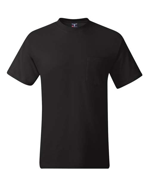 Hanes 5190P Adult Beefy-T with Pocket #color_BLACK