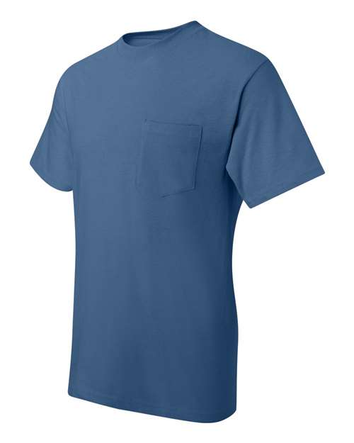 Hanes 5190P Adult Beefy-T with Pocket #color_DENIM BLUE