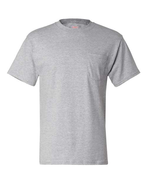 Hanes 5190P Adult Beefy-T with Pocket #color_LIGHT STEEL