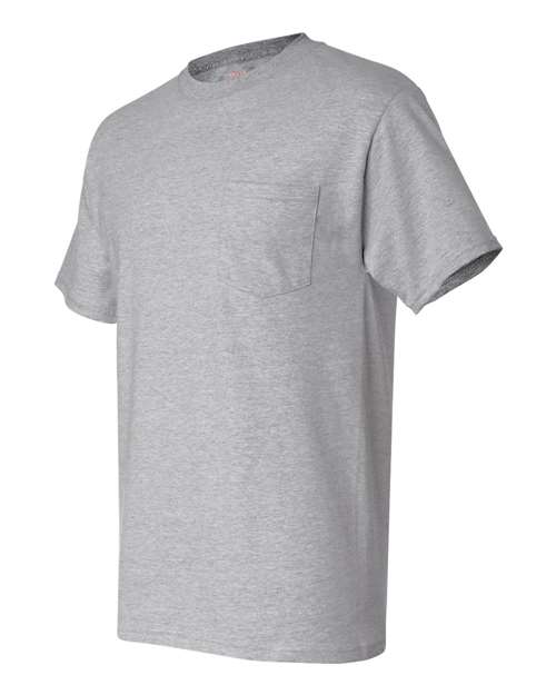Hanes 5190P Adult Beefy-T with Pocket #color_LIGHT STEEL