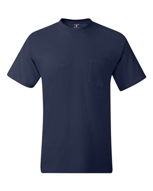 Hanes 5190P Adult Beefy-T with Pocket #color_NAVY