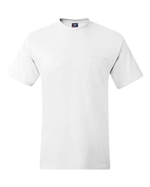 Hanes 5190P Adult Beefy-T with Pocket #color_WHITE