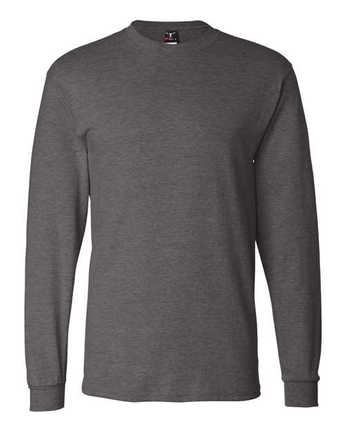 Hanes 5186 Adult Long-Sleeve Beefy-T #color_CHARCOAL HEATHER