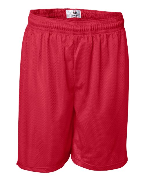""Badger 7207 Pro Mesh 7" Shorts" #color_Red"