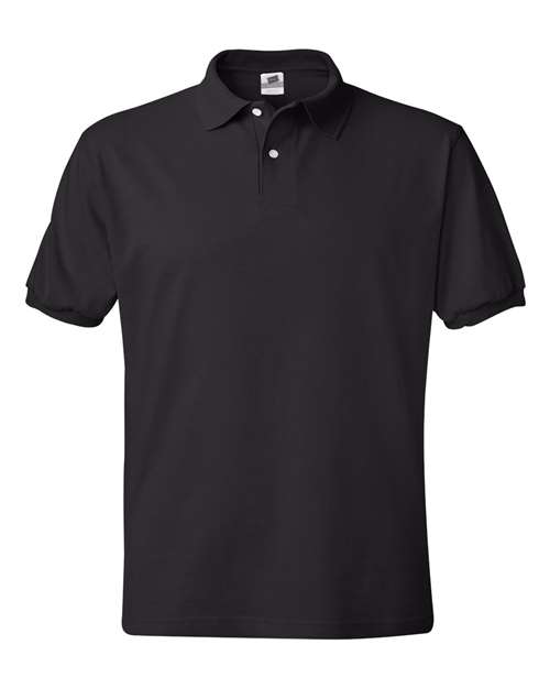 Hanes 054 Adult 50/50 EcoSmart Jersey Knit Polo #color_BLACK