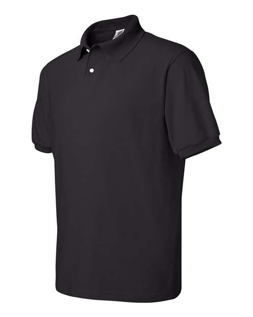 Hanes 054 Adult 50/50 EcoSmart Jersey Knit Polo #color_BLACK