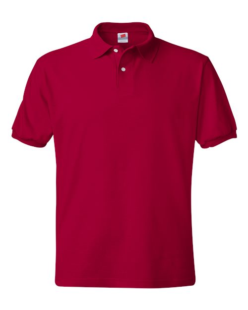 Hanes 054 Adult 50/50 EcoSmart Jersey Knit Polo #color_DEEP RED
