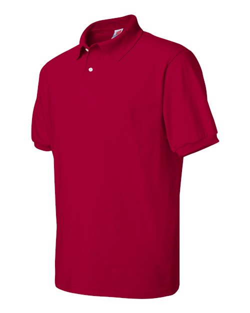 Hanes 054 Adult 50/50 EcoSmart Jersey Knit Polo #color_DEEP RED
