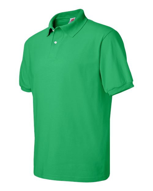 Hanes 054 Adult 50/50 EcoSmart Jersey Knit Polo #color_KELLY GREEN