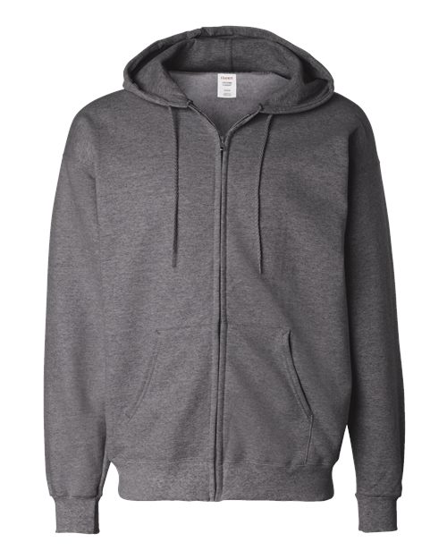 Hanes F280 Adult Ultimate Cotton 90/10 Full-Zip Hooded Sweatshirt #color_CHARCOAL HEATHER