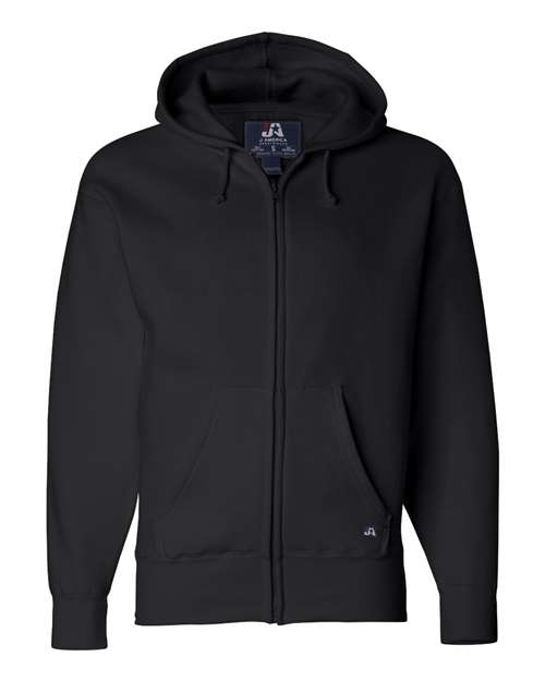 J America JA8821 Adult Premium Full-Zip Fleece Hooded Sweatshirt #color_BLACK