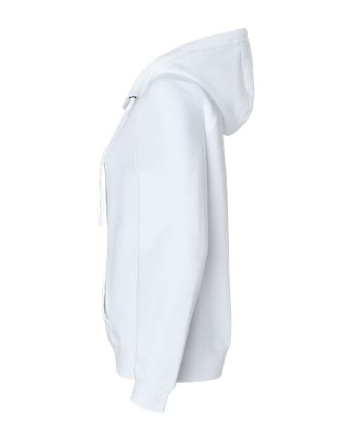 J America JA8836 Ladies' Sydney Brushed V-Neck Hooded Sweatshirt #color_WHITE