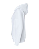 J America JA8836 Ladies' Sydney Brushed V-Neck Hooded Sweatshirt #color_WHITE