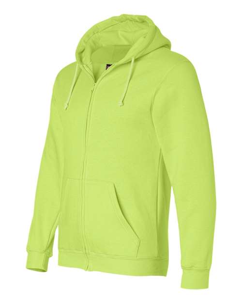 Bayside BA900 Adult  9.5oz., 80% cotton/20% polyester Full-Zip Hooded Sweatshirt #color_LIME GREEN