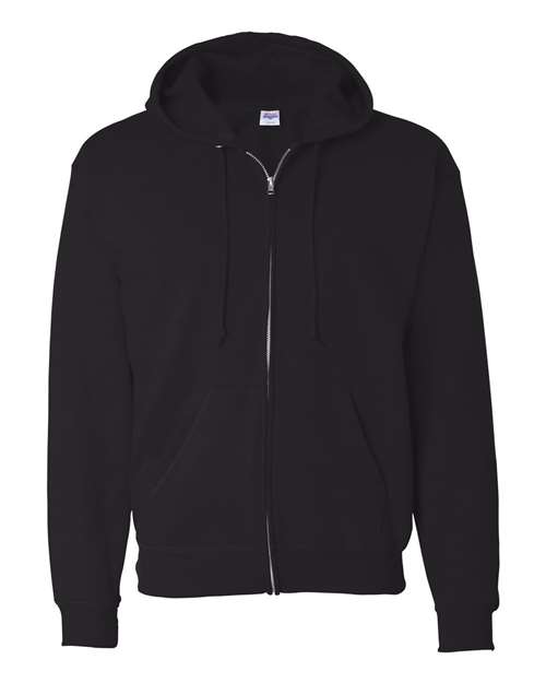 Hanes P180 Adult EcoSmart 50/50 Full-Zip Hooded Sweatshirt #color_BLACK