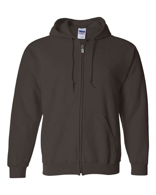 Gildan G186 Adult Heavy Blend 50/50 Full-Zip Hooded Sweatshirt #color_DARK CHOCOLATE