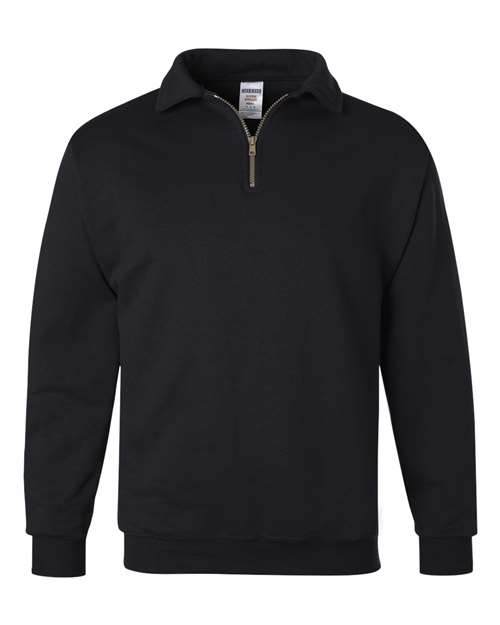 Jerzees 4528 Adult Super Sweats NuBlend Fleece Quarter-Zip Pullover #color_BLACK