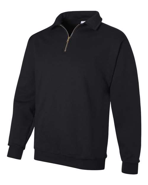 Jerzees 4528 Adult Super Sweats NuBlend Fleece Quarter-Zip Pullover #color_BLACK