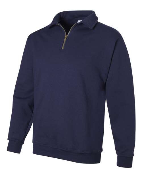 Jerzees 4528 Adult Super Sweats NuBlend Fleece Quarter-Zip Pullover #color_J NAVY