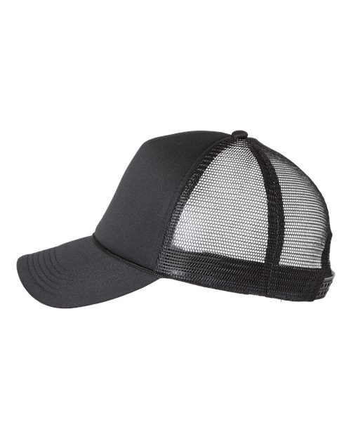 Valucap VC700 Foam Mesh-Back Trucker Cap #color_Black/ Black