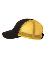 Valucap AH80 Bio-Washed Trucker Cap #color_Black/ Gold