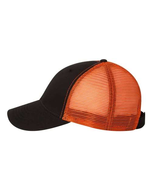 Valucap AH80 Bio-Washed Trucker Cap #color_Black/ Orange