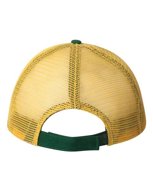 Valucap AH80 Bio-Washed Trucker Cap #color_Dark Green/ Gold