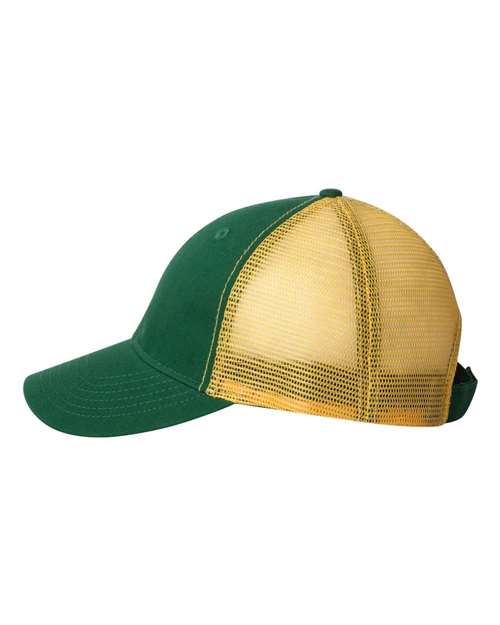 Valucap AH80 Bio-Washed Trucker Cap #color_Dark Green/ Gold