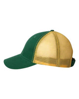 Valucap AH80 Bio-Washed Trucker Cap #color_Dark Green/ Gold